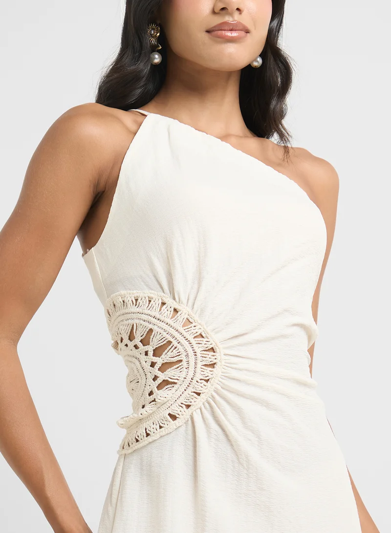 جينجر One Shoulder Gather Detail Maxi Dress
