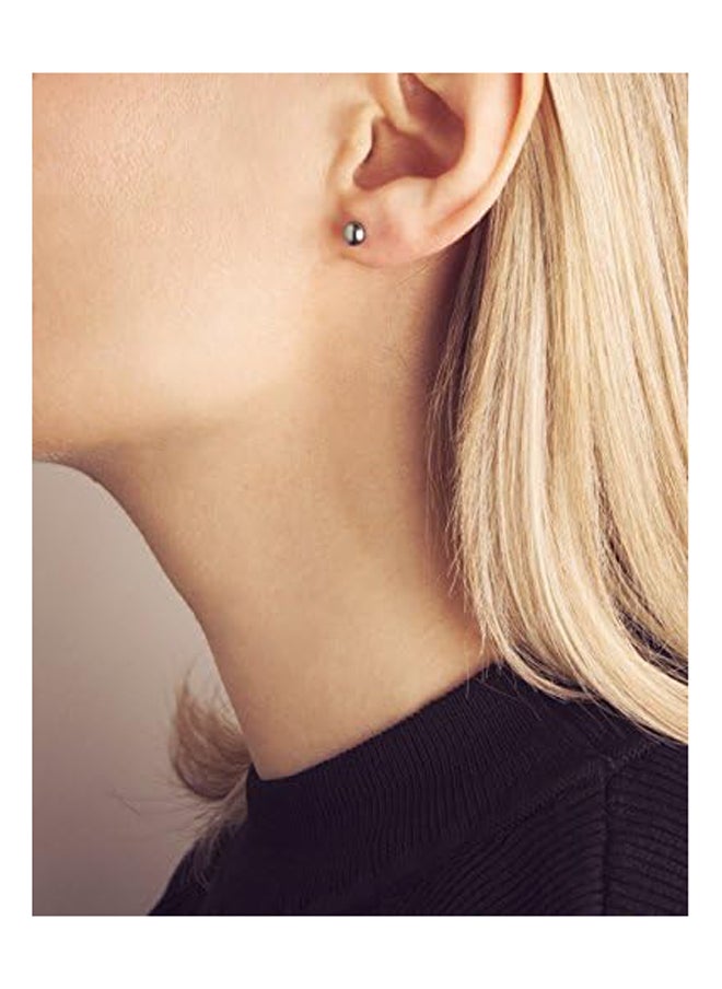 Generic Black Button Freshwater Pearl Stud Earrings in 925 Sterling Silver  - Image 3