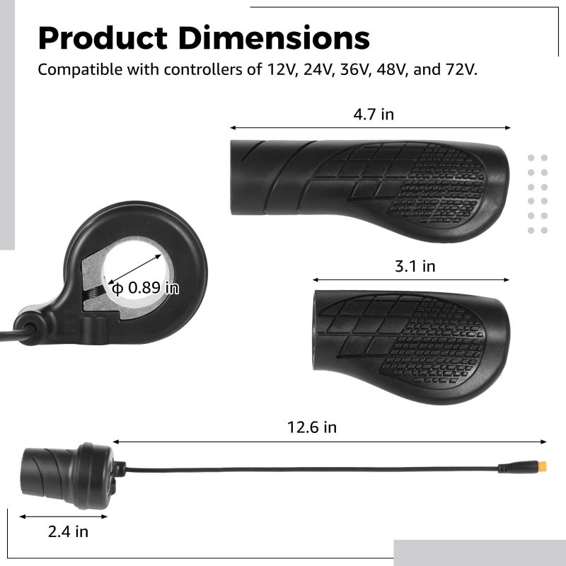 Electric Half Twist Throttle Grip Set 20X Right Handle Waterproof Anti Slip For Scooter - Image 3