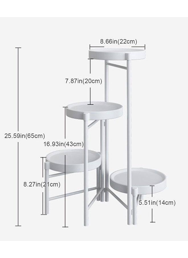 Beauenty - 4 Tier Plant Stand, Metal Shelf Holder for Indoor,Outdoor Display Rack Flower Pot Stand for Corner Living Room Balcony Garden Patio,foldable,white - Image 1