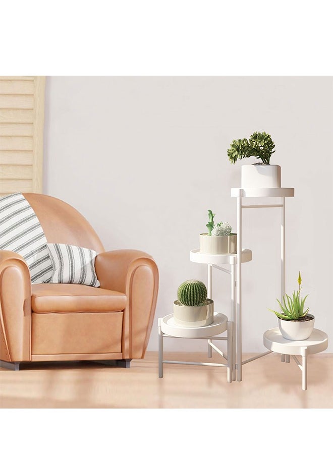 Beauenty - 4 Tier Plant Stand, Metal Shelf Holder for Indoor,Outdoor Display Rack Flower Pot Stand for Corner Living Room Balcony Garden Patio,foldable,white - Image 1