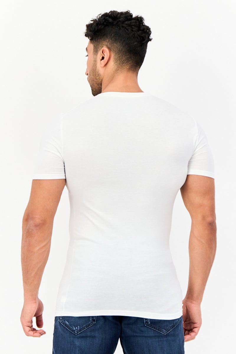 Tommy John Men 2 Pieces V Neck Short Sleeve Plain T-Shirt, White - Image 2