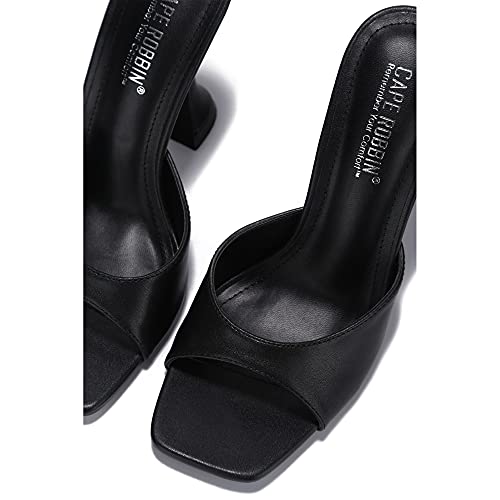 Cape Robbin Lithe Sexy High Heels for Women, Square Open Toe Shoes Heels - Black Size 8 - Image 3