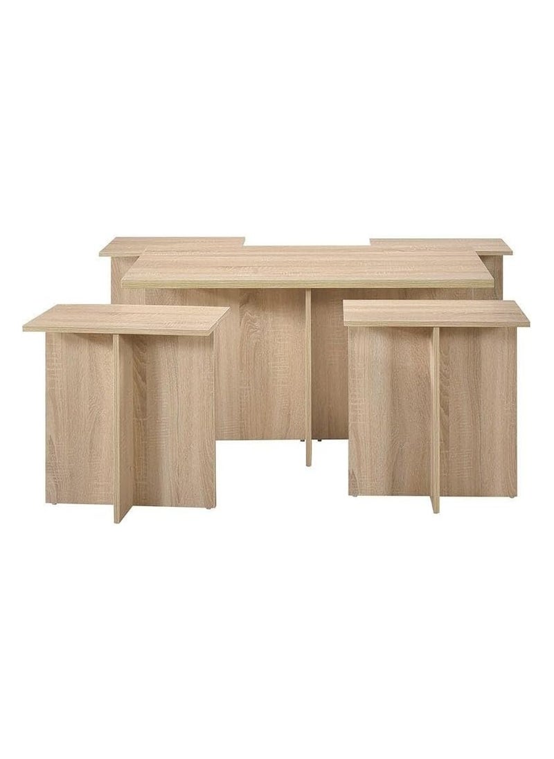 DubaiGallery Coffee Table Set 1 + 4 Multifunctional Living Room Desk Space Saving Center Table  - Image 2