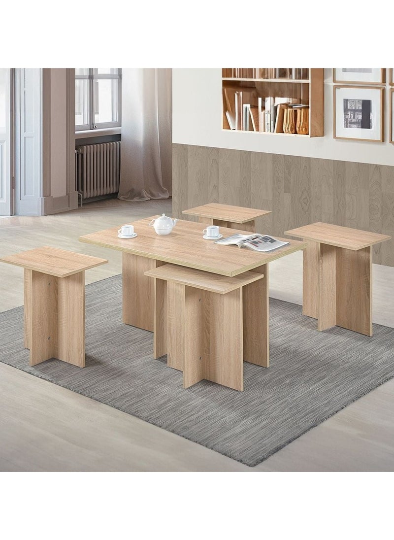 DubaiGallery Coffee Table Set 1 + 4 Multifunctional Living Room Desk Space Saving Center Table  - Image 1