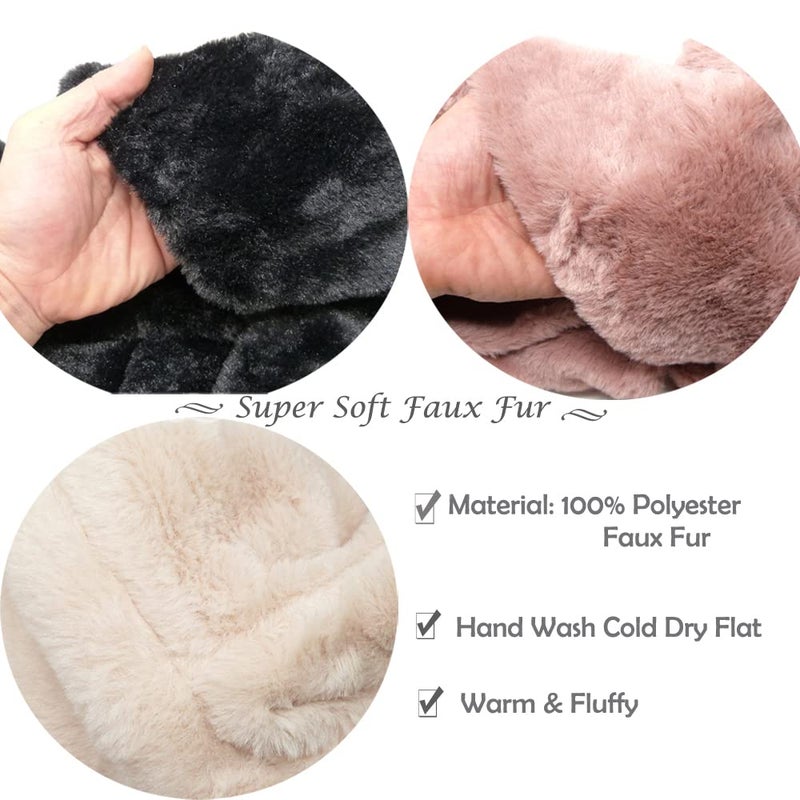 Fashion 21 Women's Thick & Soft Faux Fur Infinity Hood Scarf Head Scarf Shawl Wrap (Hooded - Black) - Image 5