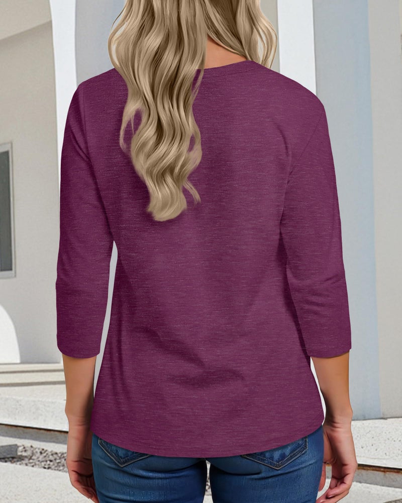 rosemia 3/4 Sleeve Tops for Women Basic Crew Neck Spring Blouses Casual Fit Fall T Shirts - Image 4