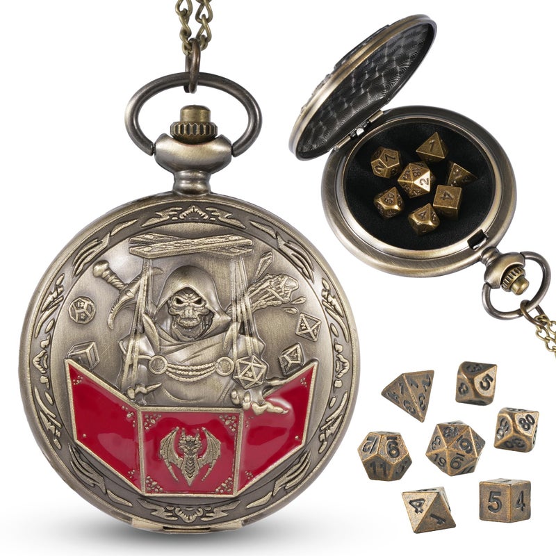 Banloga DD Dice Set7PCS Metal Dice for Dungeons and DragonsMini Dice Set with Pocket Watch CaseRole Playing Board Games Accessories DM Bronze - Image 3