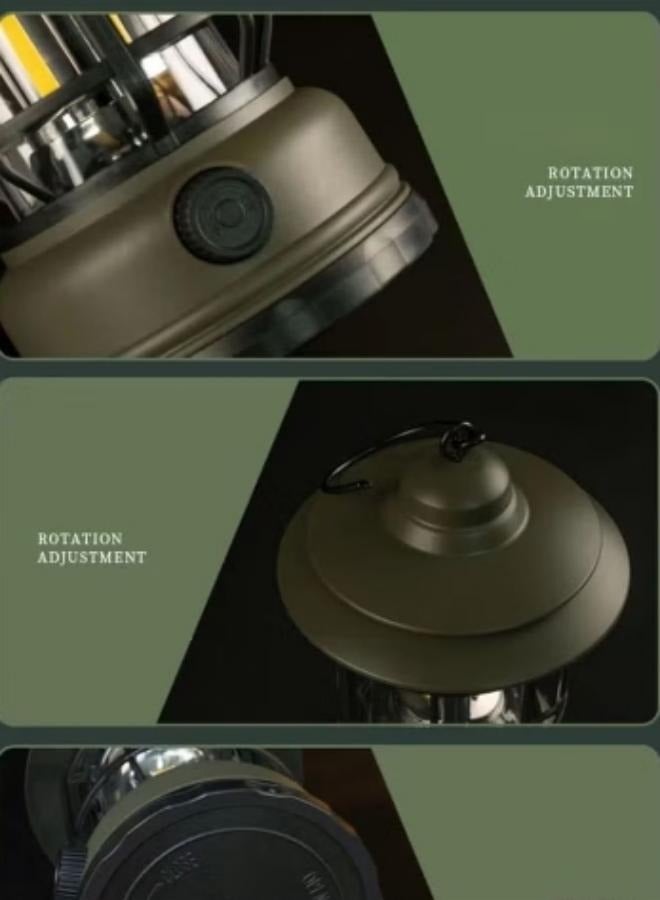 Camping Lamp Rechargeable Portable Camping Light Battery Powered Retro Camping Light Waterproof Hanging Led Tent Lights Outdoor Hiking Garden Fishing Green - Image 5