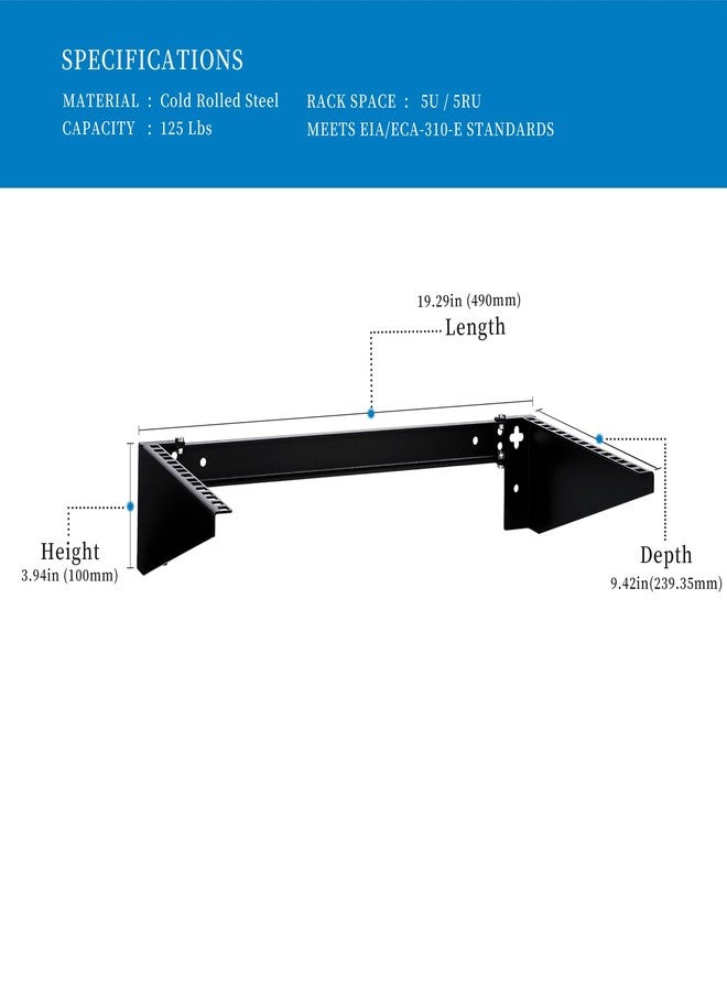 RackPath 5U Vertical Wall Mount Rack - Heavy Duty 125lbs Capacity Vertical Mounting Bracket (5U) - Image 2