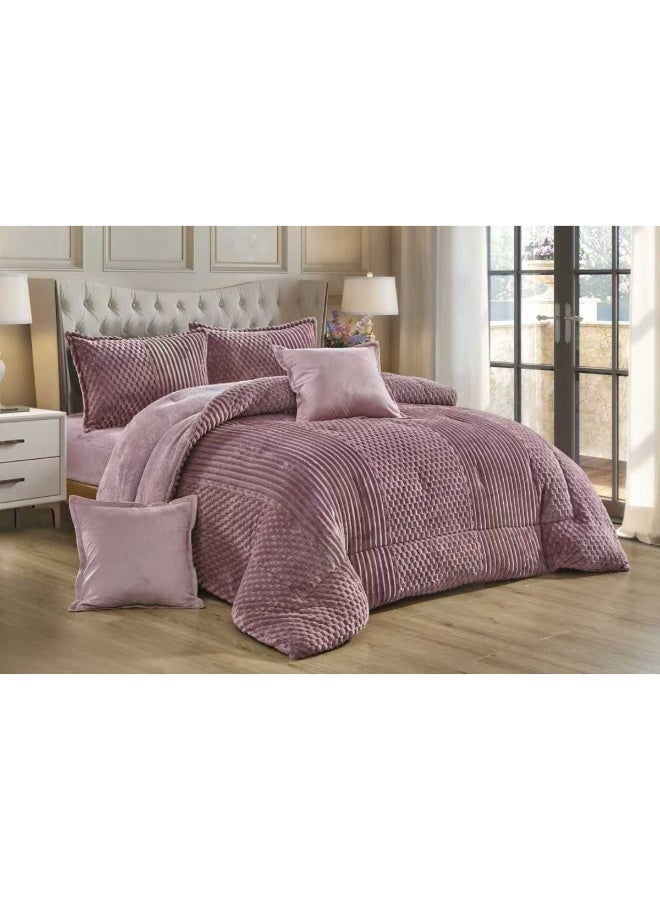 Moon Double-Sided Winter comforter, Velvet and Fur - 6-Piece Comforter Set (1 Comforter + 1 Elastic Mattress Protector + 4 Decorative Pillowcases) - Image 3