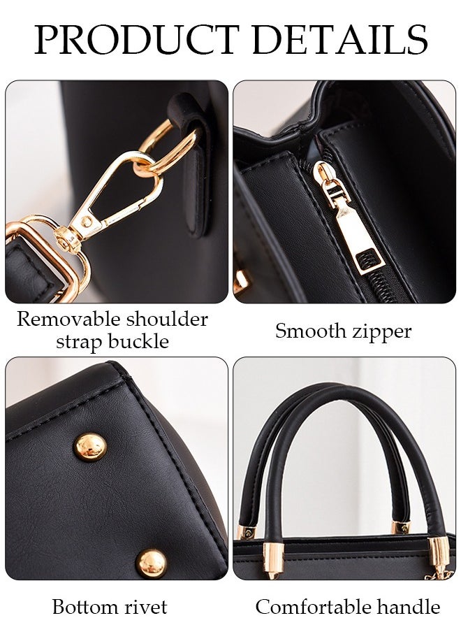 DUNISO - Women's Embroidery Tote Bag Handbags with Large Capacity Faux Leather Shoulder Bag Ladies Fashion Designer Satchel Crossbody Bag with Detachable Strap for Ladies - Image 1