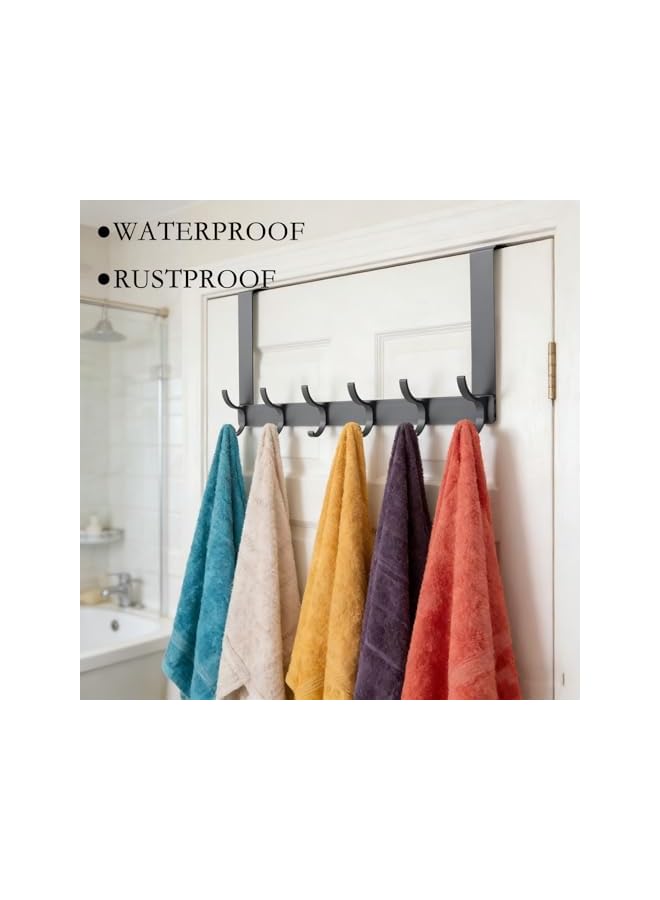 S-TOP 1 Pcs Over the Door Hooks – 6-Hook Heavy Duty Towel Rack for Bathroom - Image 2