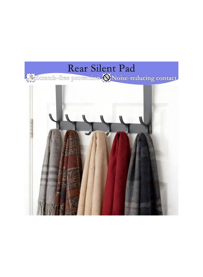 S-TOP 1 Pcs Over the Door Hooks – 6-Hook Heavy Duty Towel Rack for Bathroom - Image 3