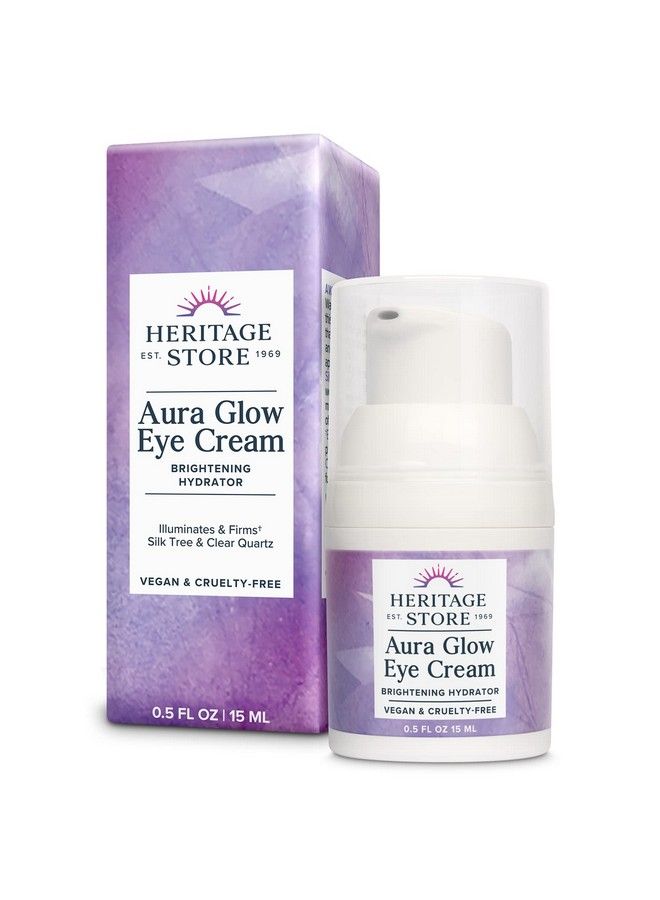 Heritage Store Aura Glow Eye Cream Under Eye Brightener & Hydrator Minimizes Look Of Puffiness Dark Circles Fine Lines & Wrinkles W/ Bakuchiol Hyaluronic Acid Kelp & Clear Quartz Vegan 05Oz - Image 1