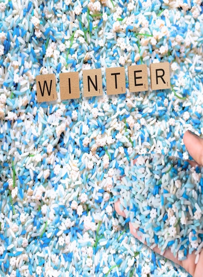 Lattooland Winter Sensory Bin Rice for Preschoolers | Non-Toxic Colored Winter Rice for Sensory Play | Montessori Kit for Toddlers & Kids | Educational Toy | Winter Activities | Snowy Day Plays | 2LB - Image 1