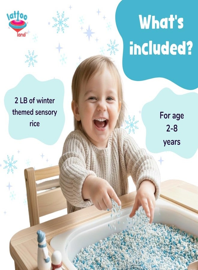 Lattooland Winter Sensory Bin Rice for Preschoolers | Non-Toxic Colored Winter Rice for Sensory Play | Montessori Kit for Toddlers & Kids | Educational Toy | Winter Activities | Snowy Day Plays | 2LB - Image 2