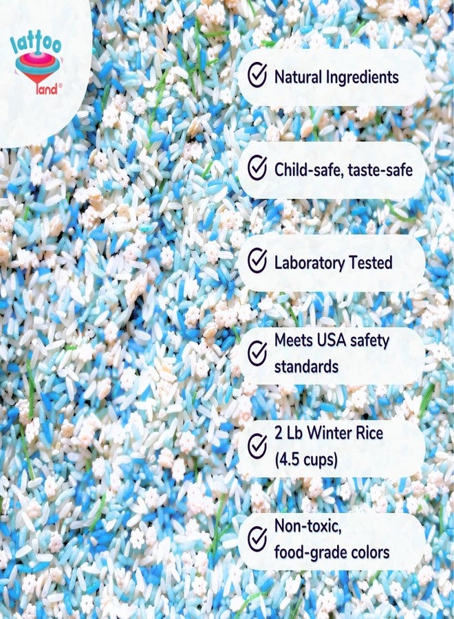 Lattooland Winter Sensory Bin Rice for Preschoolers | Non-Toxic Colored Winter Rice for Sensory Play | Montessori Kit for Toddlers & Kids | Educational Toy | Winter Activities | Snowy Day Plays | 2LB - Image 3