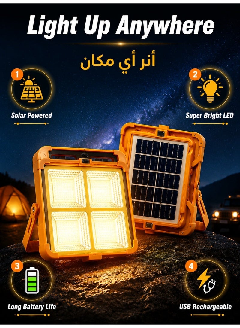 مصباح تخييم شمسي، كشاف قابل لإعادة الشحن، مصباح طوارئ محمول باليد للاستخدام الخارجي - Image 2