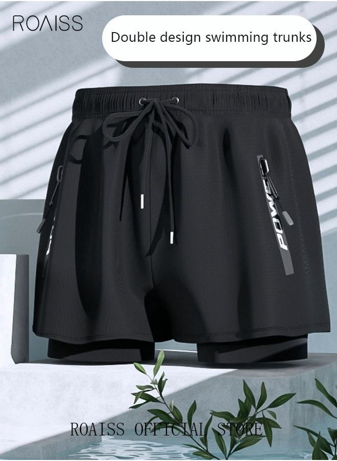 Men's Swimming Trunks Beachwear Quick Dry Gym Wear Beach Pants Fitness Shorts Fitness Workout Short Sports Running Shorts with Inner Compression Solid Black - pzsku/ZCCB6D082CF056AEAEF0FZ/45/_/1660958126/a074309a-4bcd-46f9-807b-d2f4da761c9d