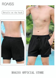 Men's Swimming Trunks Beachwear Quick Dry Gym Wear Beach Pants Fitness Shorts Fitness Workout Short Sports Running Shorts with Inner Compression Solid Black - pzsku/ZCCB6D082CF056AEAEF0FZ/45/_/1660966373/2ef89e28-b7d7-4952-9547-dbe3fd0b82da