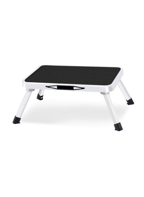 1 Step Steel Ladder Stool White and Black