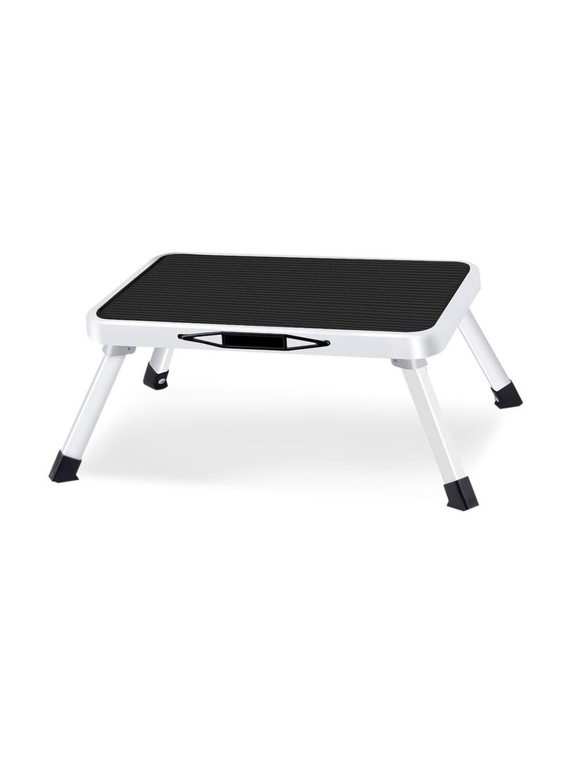 HONEYBEE - 1 Step Steel Ladder Stool White and Black - Image 1