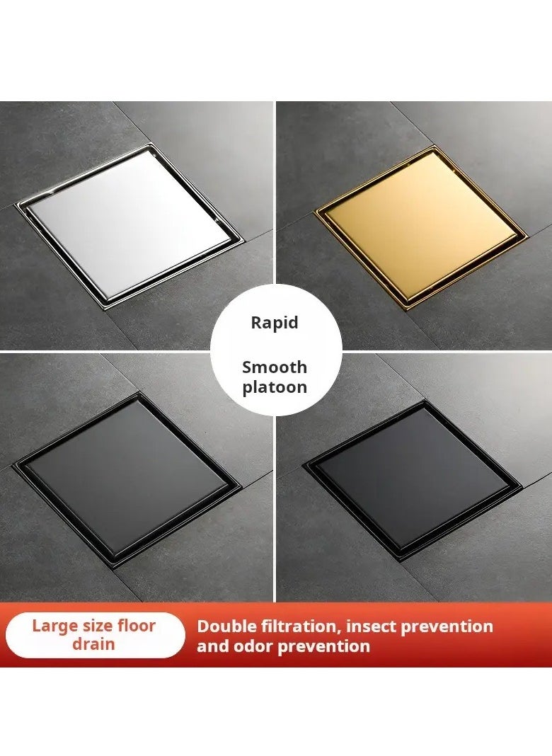 Kana Floor Drain 15x15 Stainless Steel 304 Matte Black  - Image 3