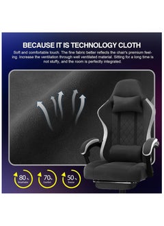 Chulovs Gaming Chair with Footrest, Ergonomic Gamer Chair with Lumbar Support Massage Adjustable High Back Comfortable Fabric Office Chair Style Computer Reclining Office Chair for Adults  - Image 3