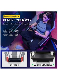 Chulovs Gaming Chair with Footrest, Ergonomic Gamer Chair with Lumbar Support Massage Adjustable High Back Comfortable Fabric Office Chair Style Computer Reclining Office Chair for Adults  - Image 4