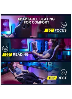 Chulovs Gaming Chair with Footrest, Ergonomic Gamer Chair with Lumbar Support Massage Adjustable High Back Comfortable Fabric Office Chair Style Computer Reclining Office Chair for Adults  - Image 5