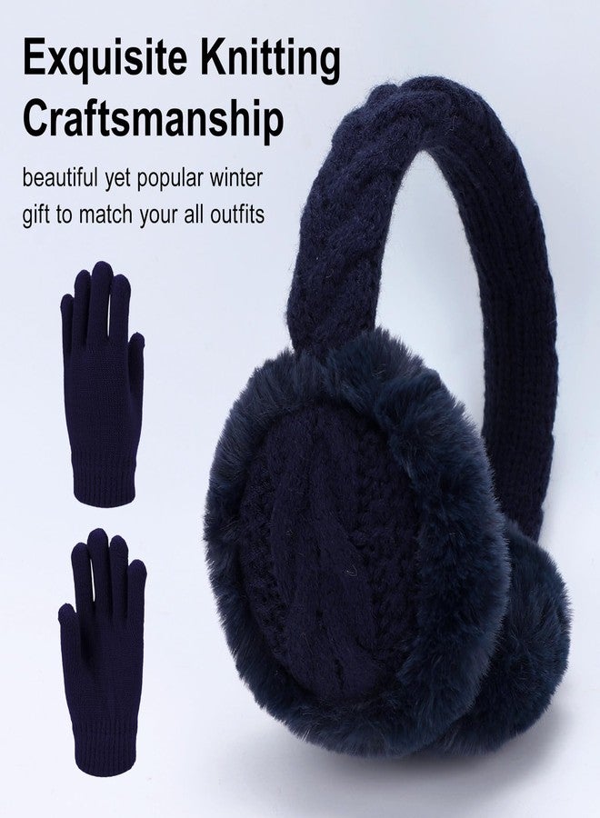 BEARAE Kids Knit Earmuffs Gloves Set Winter Soft Plush Ear Muffs Boys Girls Elastic Knit Mittens Outdoor Warm Ear Warmers - Image 4