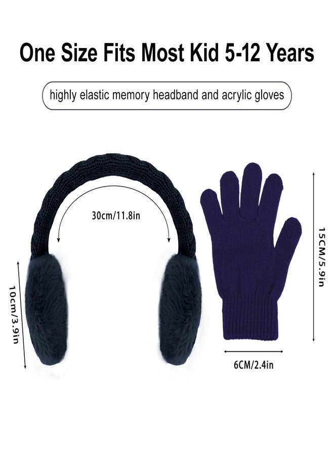 BEARAE Kids Knit Earmuffs Gloves Set Winter Soft Plush Ear Muffs Boys Girls Elastic Knit Mittens Outdoor Warm Ear Warmers - Image 2