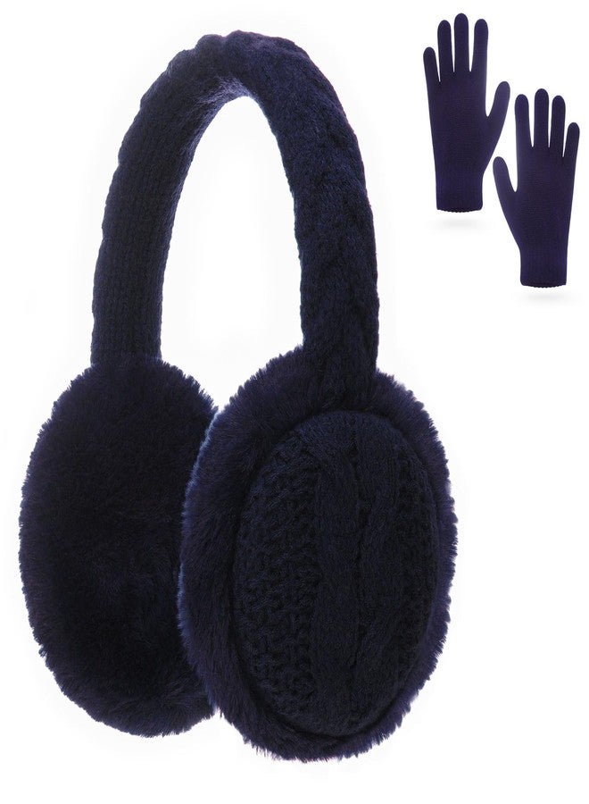BEARAE Kids Knit Earmuffs Gloves Set Winter Soft Plush Ear Muffs Boys Girls Elastic Knit Mittens Outdoor Warm Ear Warmers - Image 1