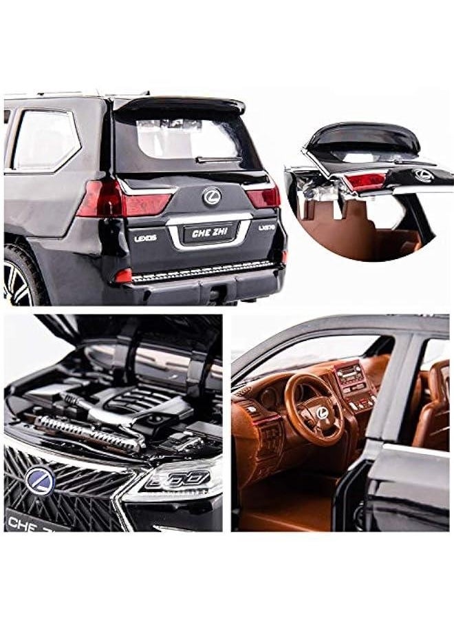 Generic - 1/24 Lexus 570 Off-Road in Luxury SUV Model Car, Zinc Alloy Pull Back Big Toy car with Sound and Light for Kids Boy Girl Gift(Black) - Image 1