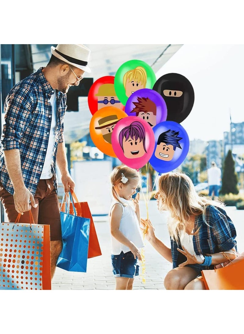 JSDUN - 28 Pcs Roblox Balloons, Roblox Theme Latex Multicoloured Balloons Birthday Party Balloon Decoration for Kids Birthday Robot Blocks Party Gaming Party Decorations - Image 1