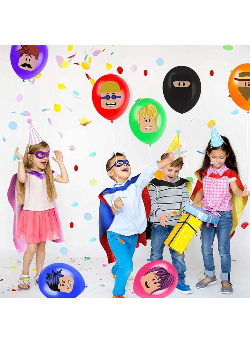 JSDUN - 28 Pcs Roblox Balloons, Roblox Theme Latex Multicoloured Balloons Birthday Party Balloon Decoration for Kids Birthday Robot Blocks Party Gaming Party Decorations - Image 1
