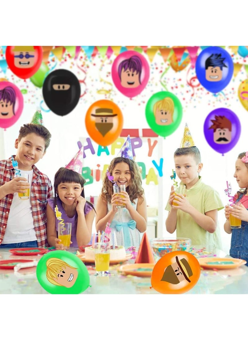 JSDUN - 28 Pcs Roblox Balloons, Roblox Theme Latex Multicoloured Balloons Birthday Party Balloon Decoration for Kids Birthday Robot Blocks Party Gaming Party Decorations - Image 1