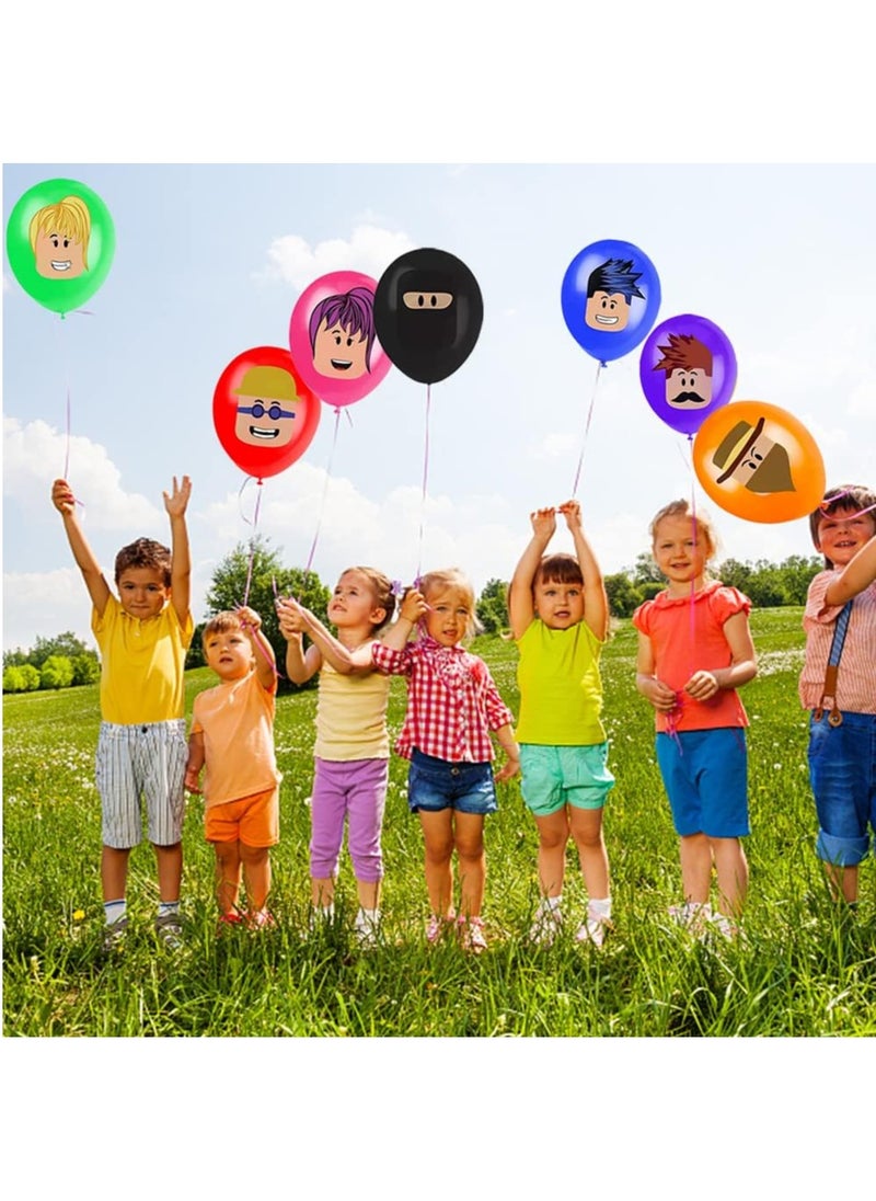 JSDUN - 28 Pcs Roblox Balloons, Roblox Theme Latex Multicoloured Balloons Birthday Party Balloon Decoration for Kids Birthday Robot Blocks Party Gaming Party Decorations - Image 1