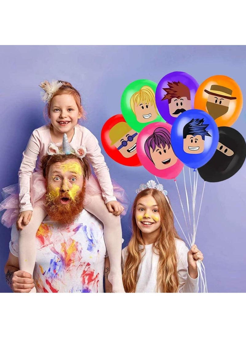 JSDUN - 28 Pcs Roblox Balloons, Roblox Theme Latex Multicoloured Balloons Birthday Party Balloon Decoration for Kids Birthday Robot Blocks Party Gaming Party Decorations - Image 1