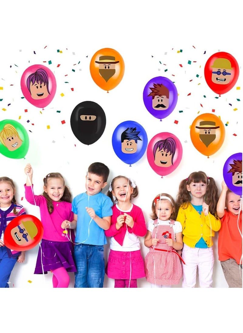 JSDUN - 28 Pcs Roblox Balloons, Roblox Theme Latex Multicoloured Balloons Birthday Party Balloon Decoration for Kids Birthday Robot Blocks Party Gaming Party Decorations - Image 1