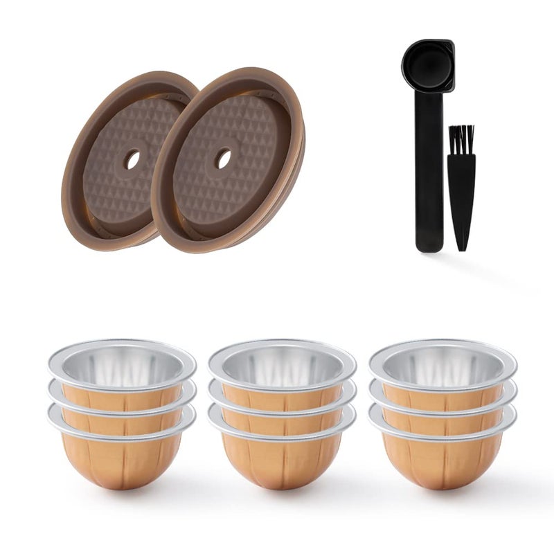 Reusable VERTUO Capsule Caps 2 Pcs EMPTY Refillable VERTUOLINE Pods80150230ml Each 3 Pcs For Vertuoline Coffee Machine BENFUCHEN Silicone Capsule Discs For Refillable Nespresso Vertuo Pods