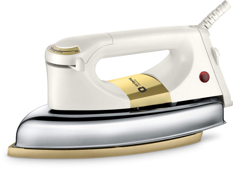 Orient Electric Kratos | 1000 W Heavy Weight Dry Iron (Press) | 2-year Replacement warranty by Orient | Non-stick Soleplate | 180-degree swivel cord| U-shaped heating element | Silver cast Technology - Image 1