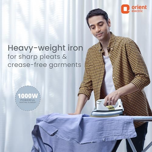 Orient Electric Kratos | 1000 W Heavy Weight Dry Iron (Press) | 2-year Replacement warranty by Orient | Non-stick Soleplate | 180-degree swivel cord| U-shaped heating element | Silver cast Technology - Image 3