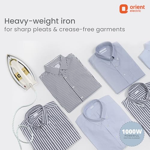 Orient Electric Kratos | 1000 W Heavy Weight Dry Iron (Press) | 2-year Replacement warranty by Orient | Non-stick Soleplate | 180-degree swivel cord| U-shaped heating element | Silver cast Technology - Image 2
