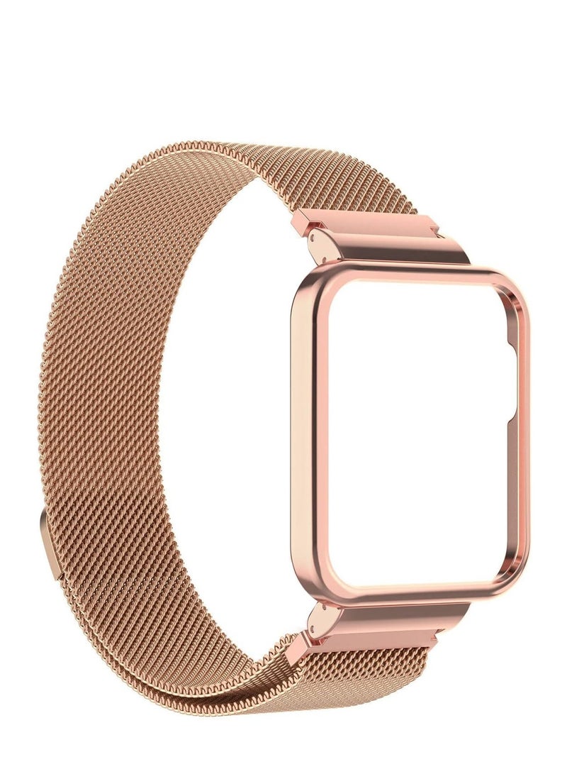 2 in 1 Stainless Steel Watch Band with Cover for Xiaomi Mi Watch 2Lite (Rose Gold) - Image 2