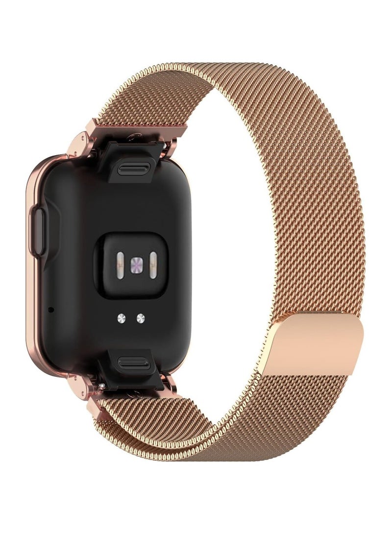 2 in 1 Stainless Steel Watch Band with Cover for Xiaomi Mi Watch 2Lite (Rose Gold) - Image 3