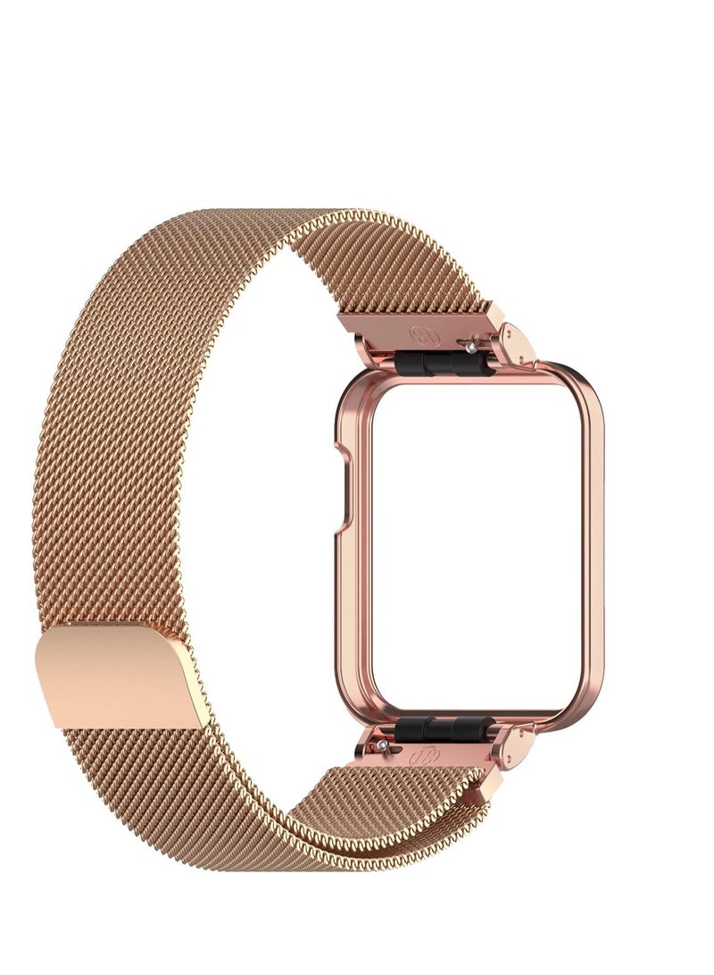 2 in 1 Stainless Steel Watch Band with Cover for Xiaomi Mi Watch 2Lite (Rose Gold) - Image 4