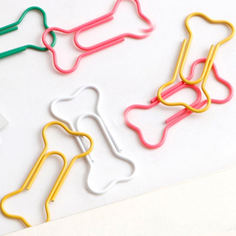 50 Pcs Dog Bone Shaped Paper Clips in Plastic Box Organizer for Office School Documents - Image 5