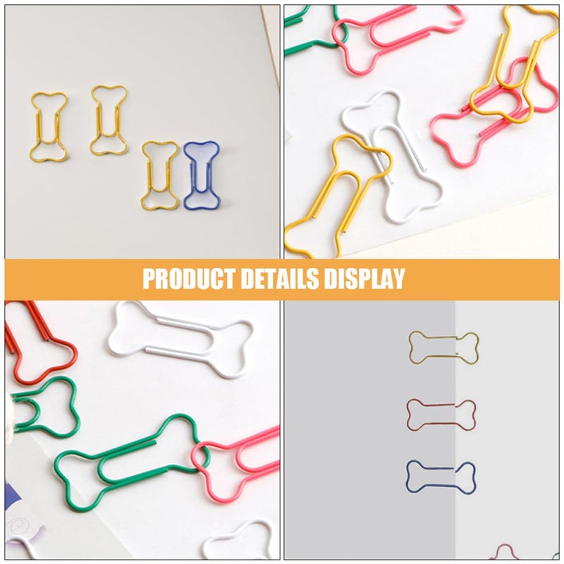 50 Pcs Dog Bone Shaped Paper Clips in Plastic Box Organizer for Office School Documents - Image 4
